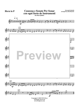 Canzona e Sonate Per Sonar con ogni Sorte de Instrumenti - Horn in F