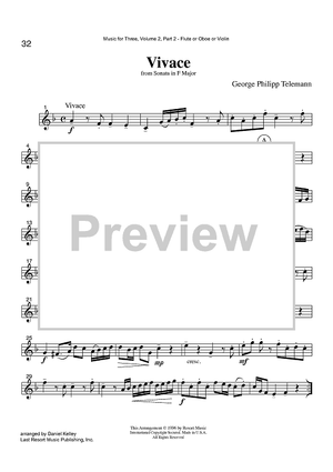 Vivace - from Sonata in F Major - Part 2 Flute, Oboe or Violin
