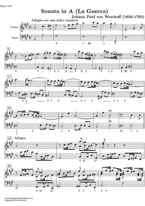 Sonata A Major La Guerra - Score