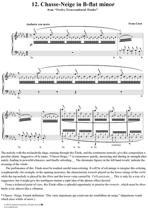Transcendental Etude No. 12: Chasse-neige (Snow-whirls) in B-flat Minor