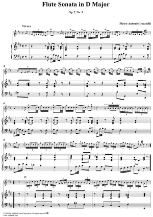 Flute Sonata in D Major, Op. 2, No. 5 - Piano Score