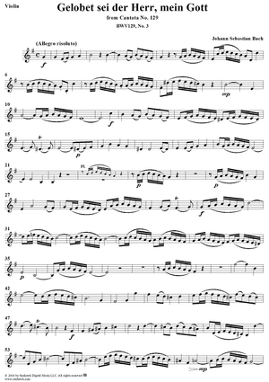 "Gelobet sei der Herr, mein Gott", Aria, No. 3 from Cantata No. 129: "Gelobet sei der Herr, mein Gott" - Violin