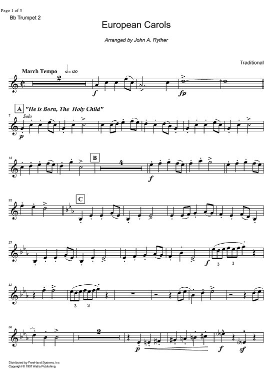 European Carols - B-flat Trumpet 2