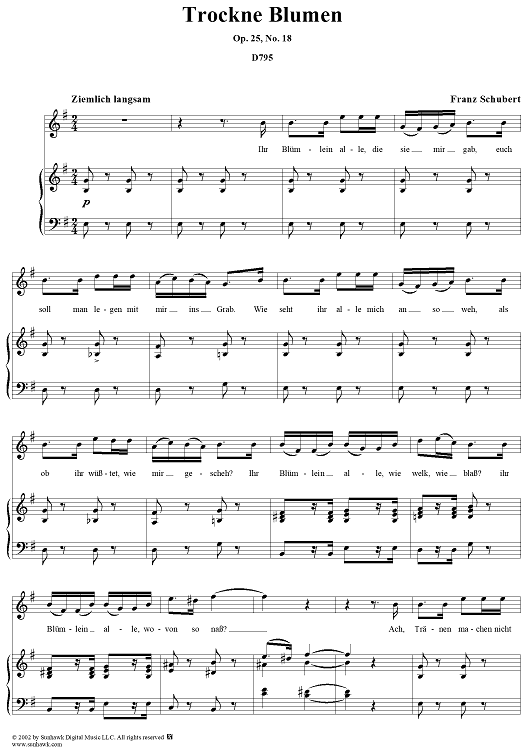 Die schöne Müllerin, No. 18 -  Trockne Blumen, Op. 25, D795 - No. 18 from "Die Schöne Müllerin" Op.25 - D795