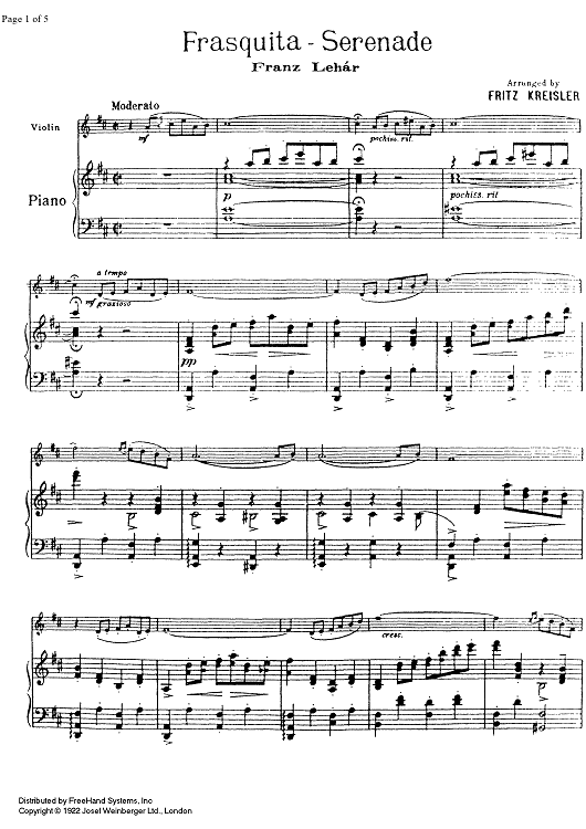 Frasquita Serenade - Score