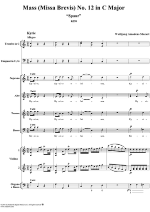Missa (Spaur-Messe) from Mass (Missa Brevis) No. 12 in C Major, K258