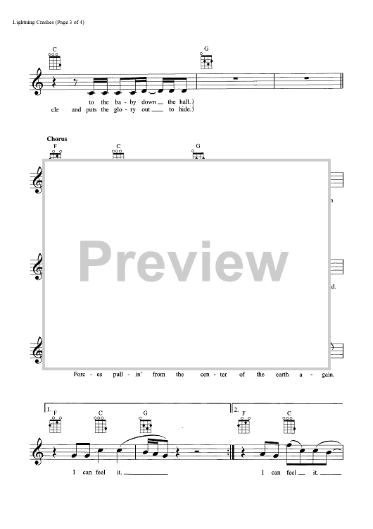Lightning Crashes" Sheet Music for Ukulele/Vocal Sheet Music Now