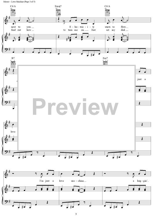 Love Machine" Sheet Music by The Miracles for Piano/Vocal/Chords