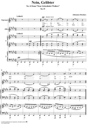 Nein, Gelibter - No. 13 from "Neue Liebeslieder Waltzes" Op. 65