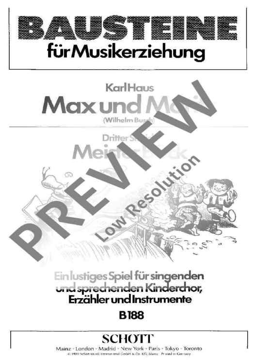 Max und Moritz - Vocal And Performing Score