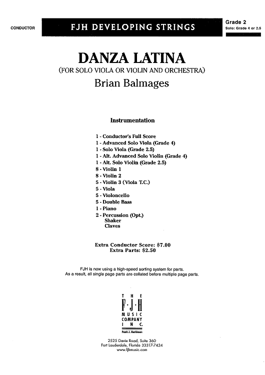 Danza Latina - Score Cover