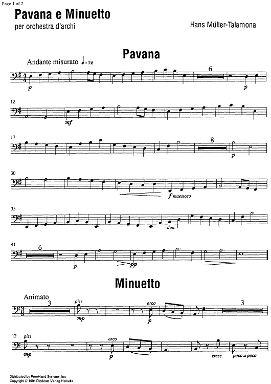 Pavana e Minuetto - Double Bass