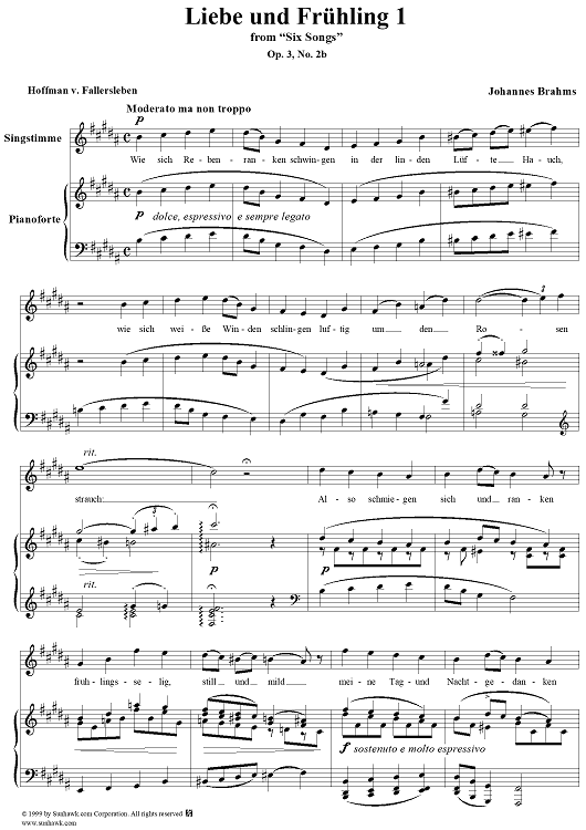 Liebe und Frühling I - From "Six Songs" op. 3, no. 2