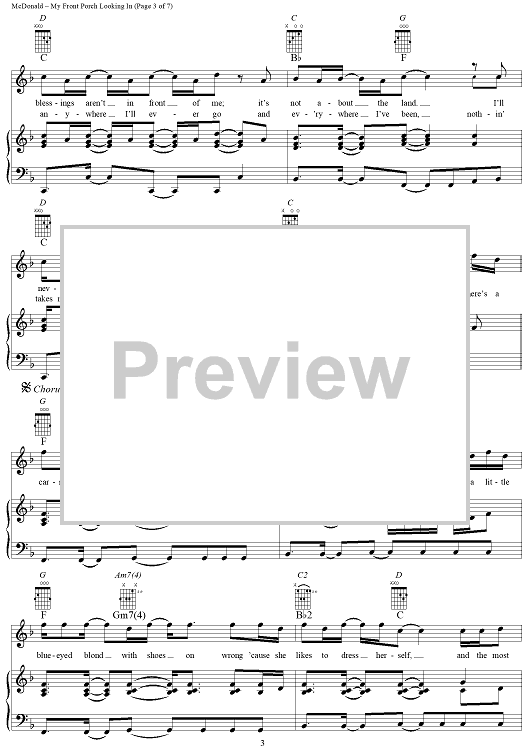 My Front Porch Looking In" Sheet Music by Lonestar for Piano/Vocal