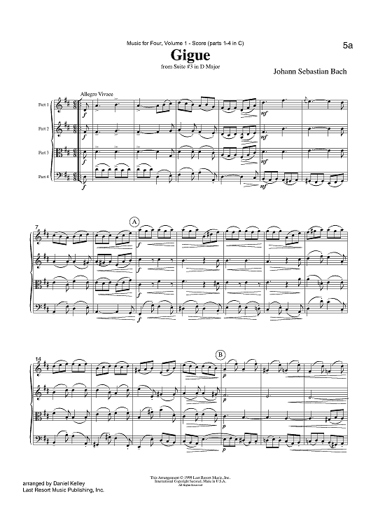 Gigue - from Suite #3 in D Major - Score