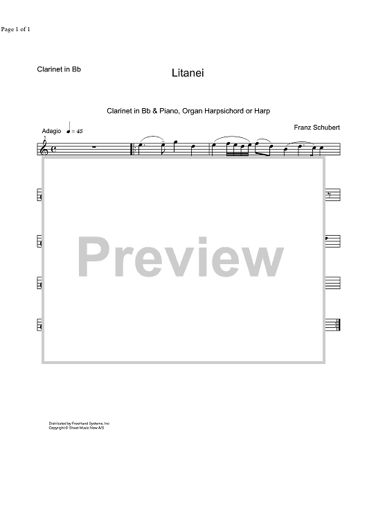 Litanei auf das Fest Allerseelen D343 - Clarinet in B-flat