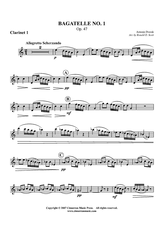 Bagatelle No. 1 - Clarinet 1 in B-flat
