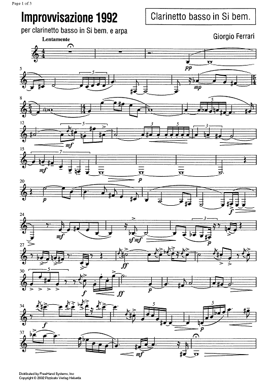 Improvvisazione 1992 - B-flat Bass Clarinet