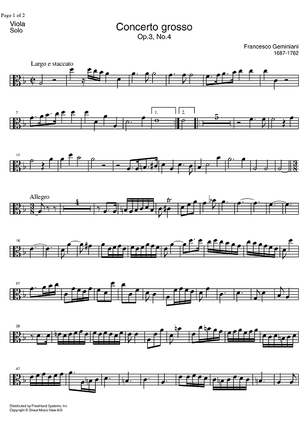 Concerto Grosso Op. 3 No. 4 - Solo Viola