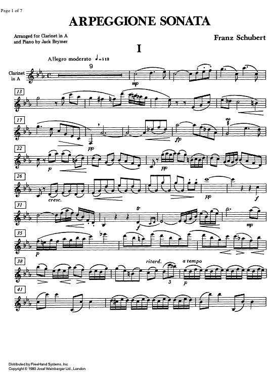Sonata a minor D821 Arpeggione - Clarinet in A