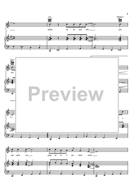 Shake, Rattle And Roll" Sheet Music by Bill Haley for Piano/Vocal