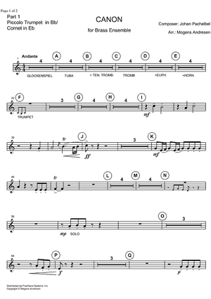 Canon in D - Piccolo Trumpet in B-flat/Cornet in E-flat
