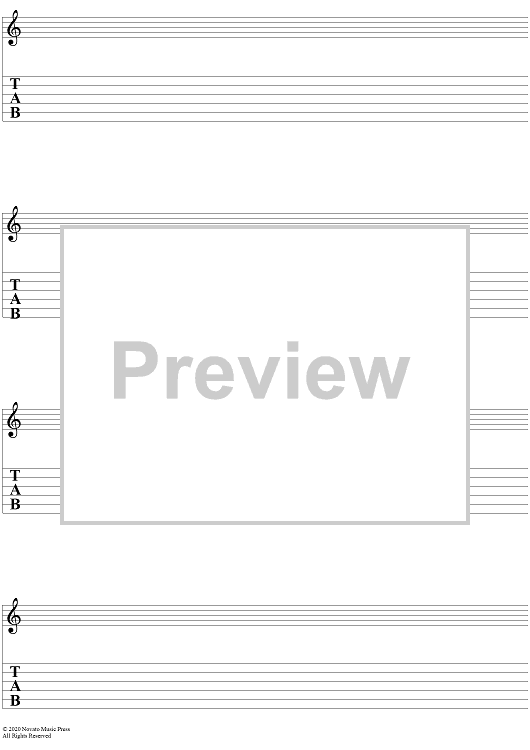 Manuscript Paper - Guitar Tab with Standard Notation Staff, 4 Staff