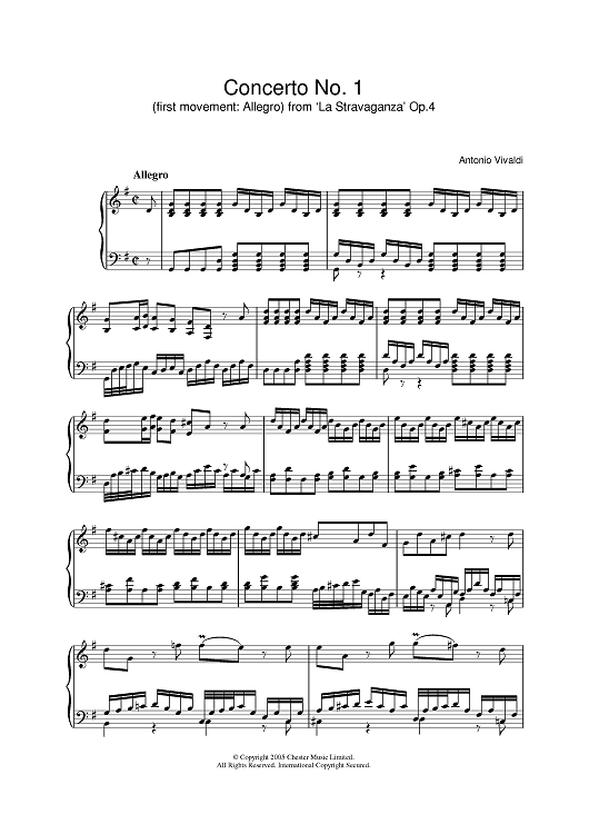 Allegro) from 'La Stravaganza' Op.4