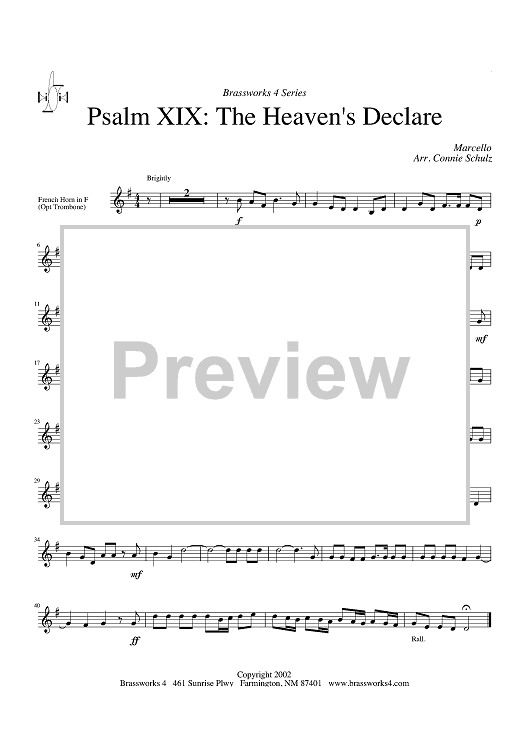 Pslam XIX: The Heaven's Declare - Horn in F