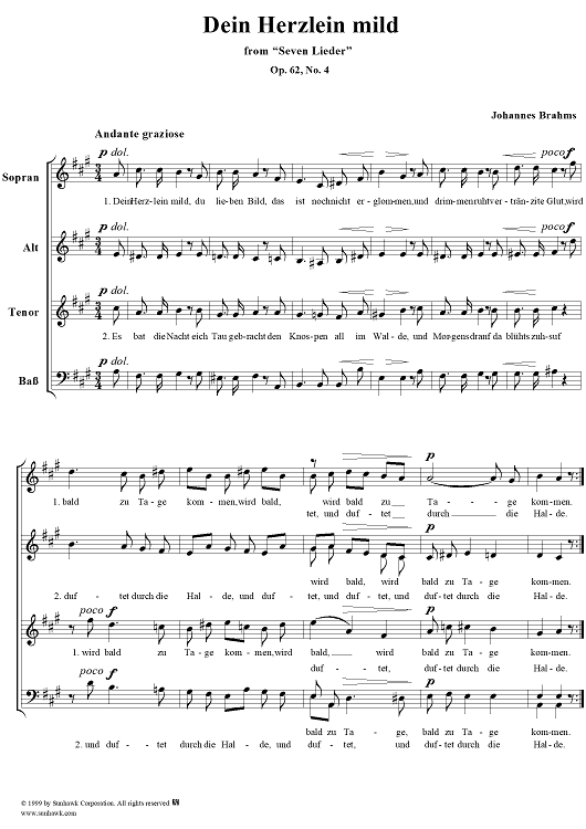 Dein Herzlein mild - No. 4 from "Seven Lieder" op. 62