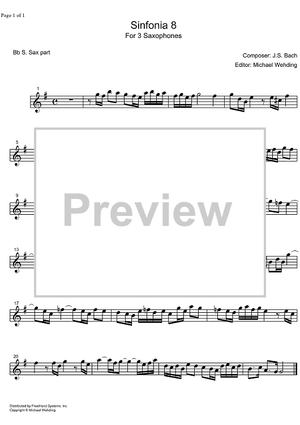 Three Part Sinfonia No. 8 BWV 794 F Major - B-flat Soprano Saxophone