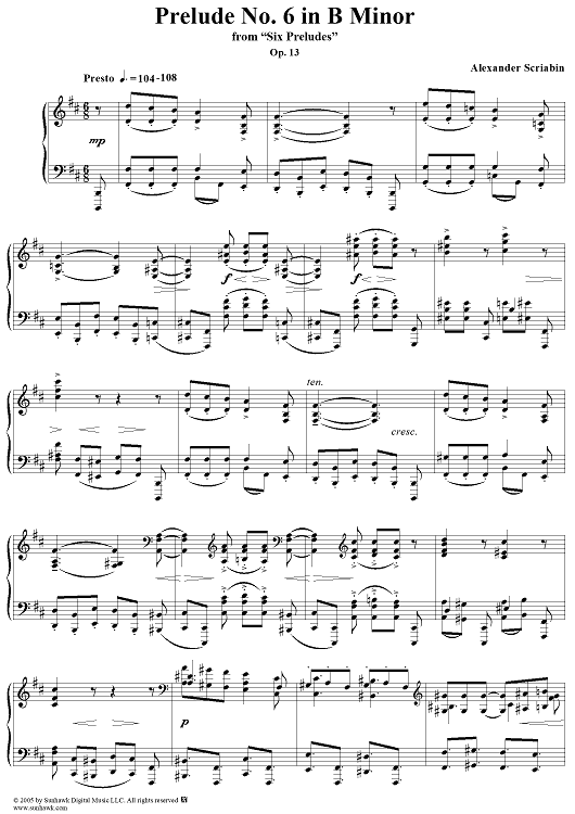 Prelude No. 6 in B minor