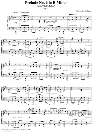 Prelude No. 6 in B minor