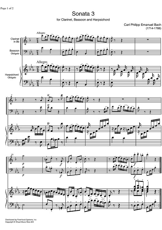 Sonata No. 3 Eb Major - Score