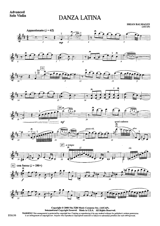 Danza Latina - Alt. Advanced Solo Violin (Grade 4)
