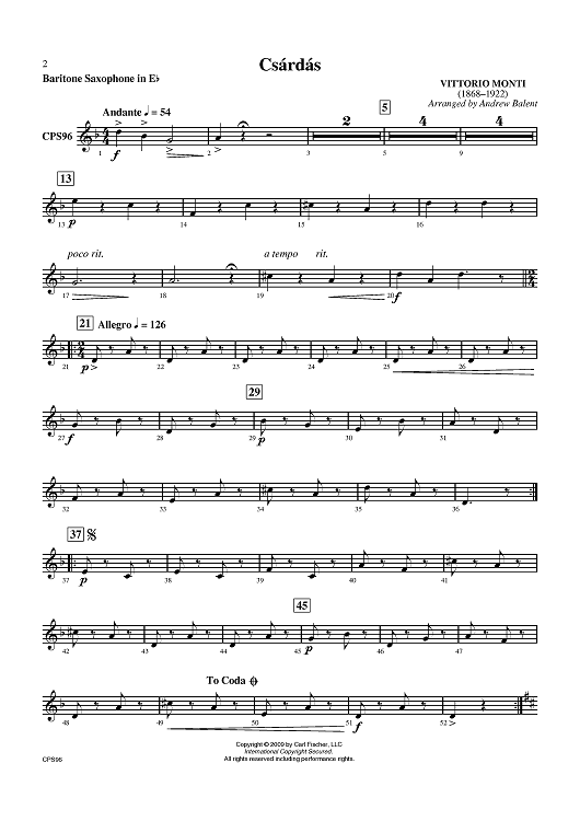 Csardas - Baritone Saxophone