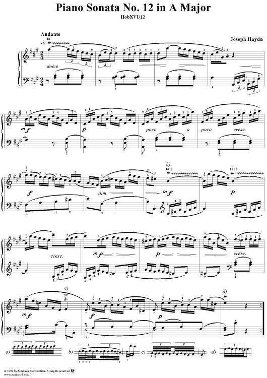 Piano Sonata no. 12 in A major