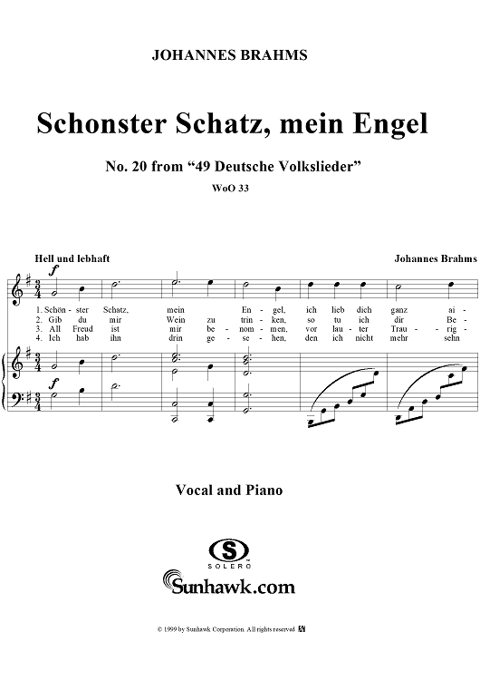 Schönster Schatz, mein Engel - No. 20 from "49 Deutsche Volkslieder"  WoO 33