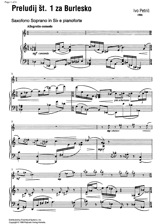Preludij st. 1 za Burlesko - Score