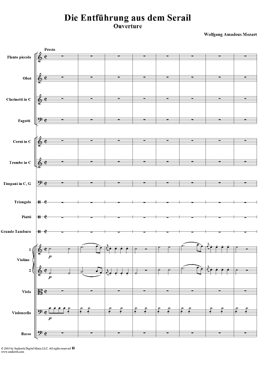 "Die Entführung aus dem Serail": Overture - Full Score