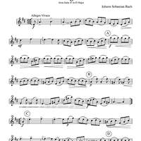 Gigue - from Suite #3 in D Major - Part 1 Flute, Oboe or Violin