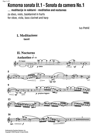 Sonata da camera No. 1 ... meditation and nocturnes - Oboe