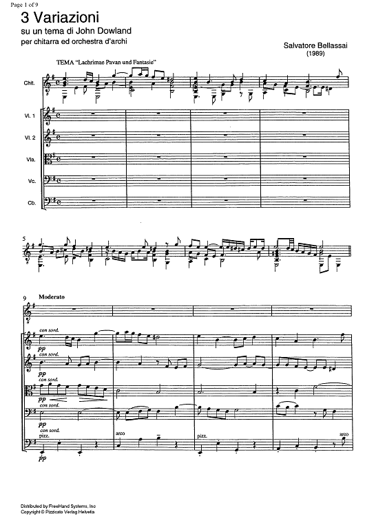 3 Variations on a theme by John Dowland - Score