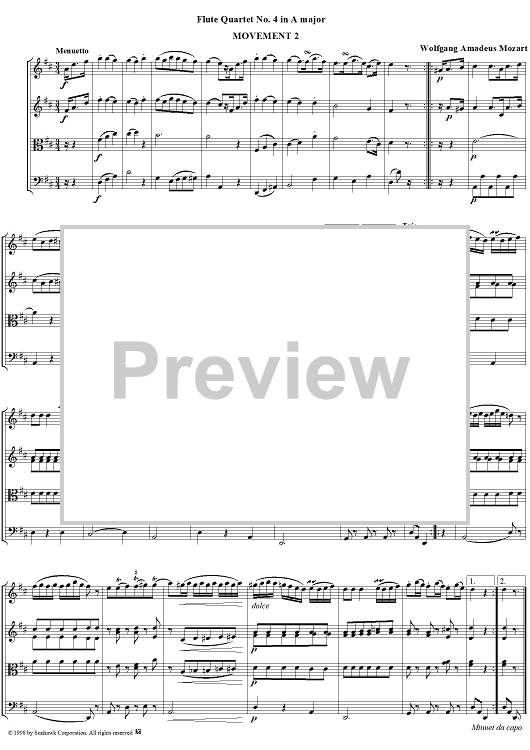 Flute Quartet No. 4, Movement 2 - Score