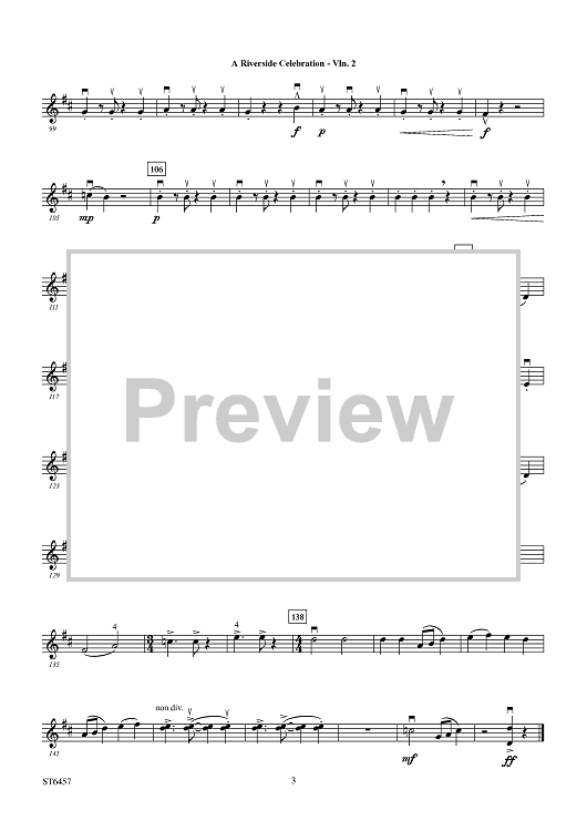 A Riverside Celebration Violin 2" Sheet Music for String Orchestra