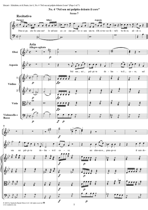 "Nel sen mi palpita dolente il core", No. 4 from "Mitridate, rè di Ponto", Act 1, K74a (K87) - Full Score