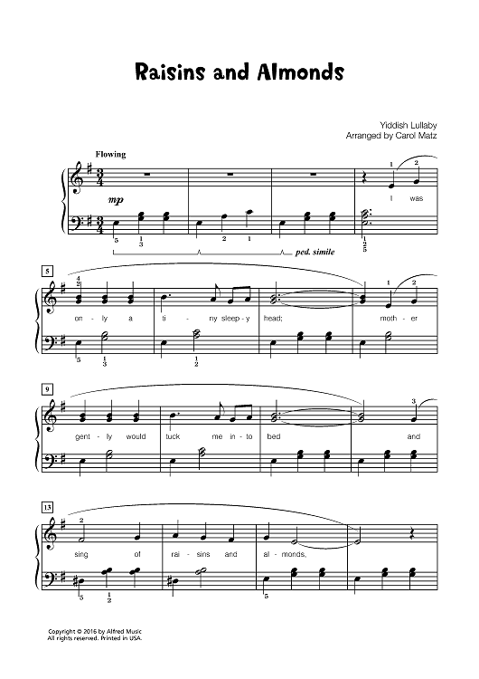 Raisins and Almonds" Sheet Music for Piano Sheet Music Now