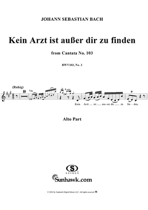 "Kein Arzt ist ausser dir zu finden", Aria, No. 3 from Cantata No. 103: "Ihr werdet weinen und heulen" - Alto