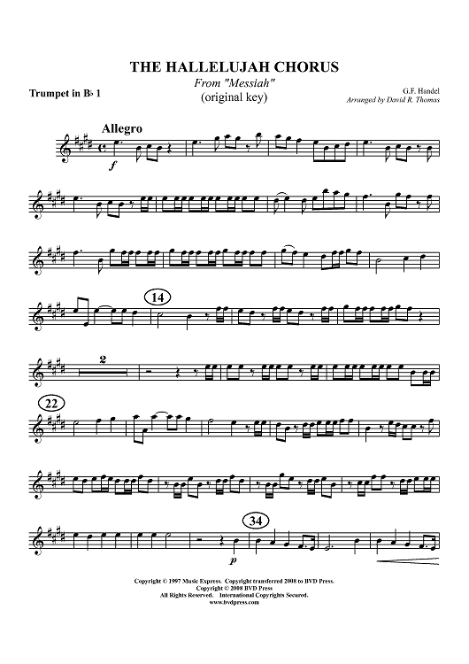 Hallelujah Chorus - Trumpet 1