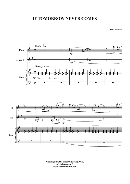 If Tomorrow Never Comes - Piano Score